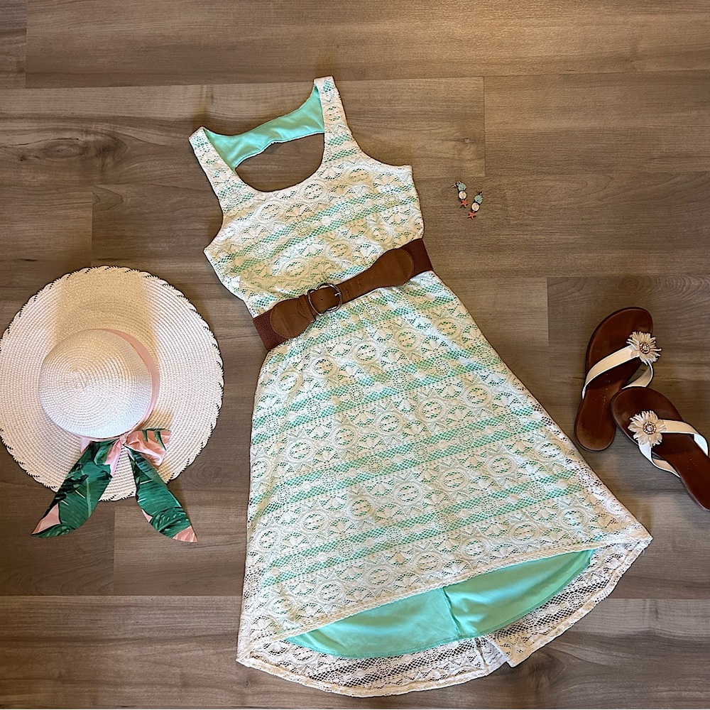 Maurice’s Lace Crochet Dress with turquoise underlay